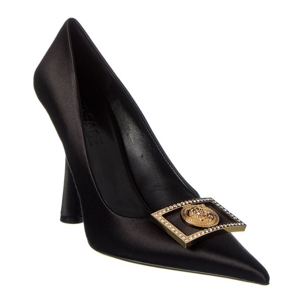 Versace Medusa Plaque Satin Pump, Black